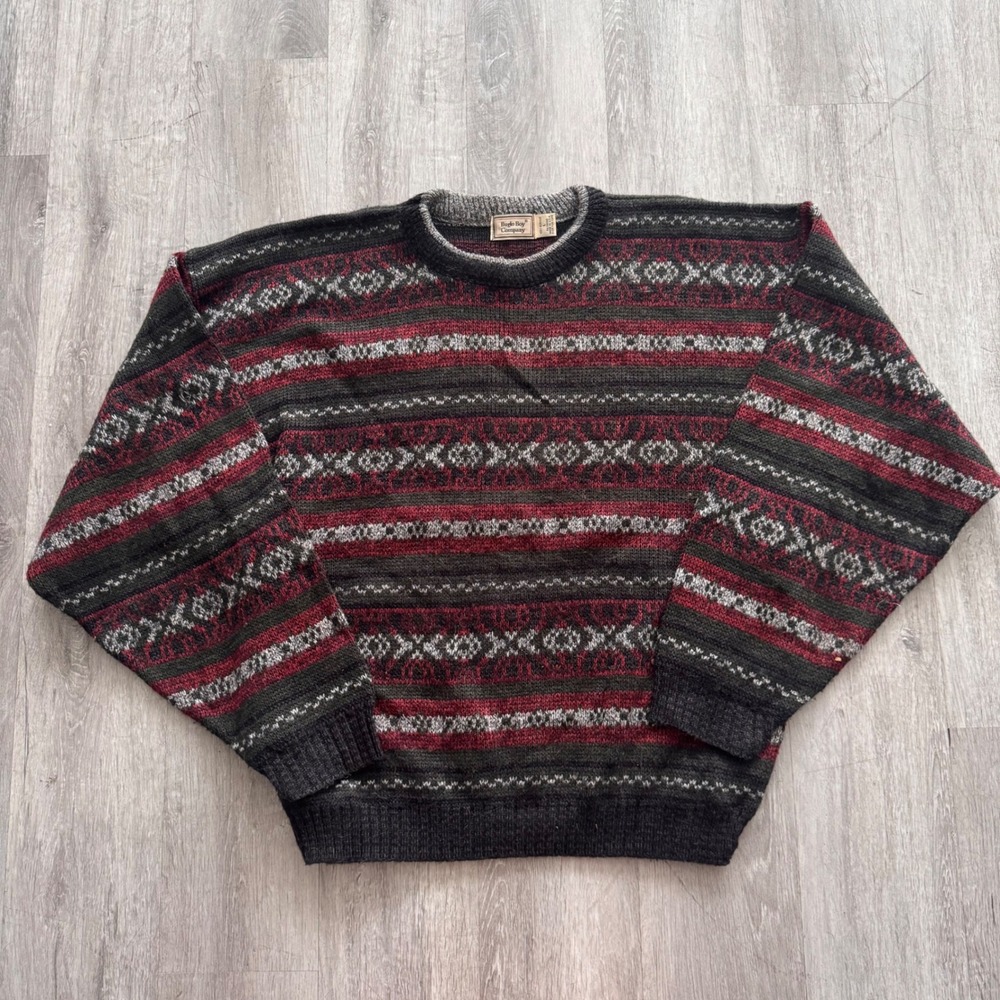 Vintage 90's Bugle Boy Company Mens Large Fair Isle Knit Sweater Multicolor